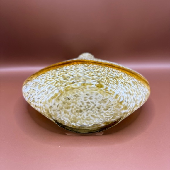 Vintage Mid-Century Murano Glass Gradient Marble Khaki Mustard Teardrop Vase 8” - Picture 6 of 6